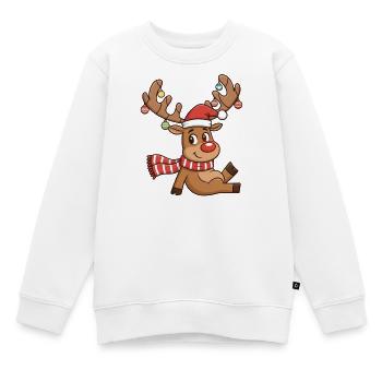 Renne avec des lumières et une écharpe - Sweat Premium enfant bio - blanc - Devant - AI Model Kid Male (0cm)