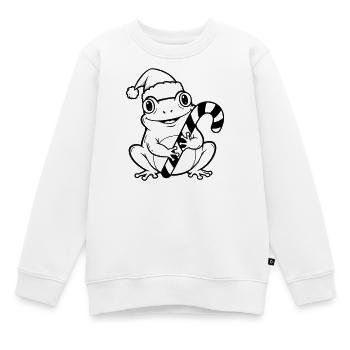 Weihnachtsfrosch mit Zuckerstange - Kinder Premium Organic Sweatshirt - Weiß - Vorne - AI Model Kid Male (0cm)