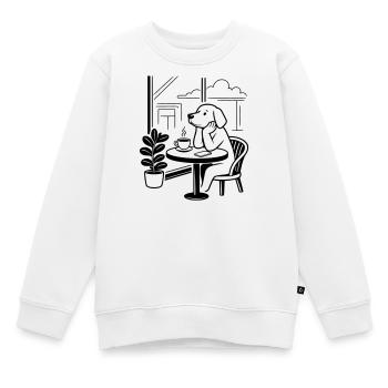 Hund im Café - Kinder Premium Organic Sweatshirt - Weiß - Vorne - AI Model Kid Male (0cm)
