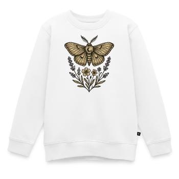 Motte mit Blütenkranz - Kinder Premium Organic Sweatshirt - Weiß - Vorne - AI Model Kid Male (0cm)