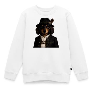 Teckel de la Forêt-Noire en costume masculin - Sweat Premium enfant bio - blanc - Devant - AI Model Kid Male (0cm)