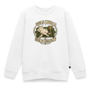 Goldene Medaille Im Nichtstun Katze - Kinder Premium Organic Sweatshirt - Weiß - Vorne - AI Model Kid Male (0cm)