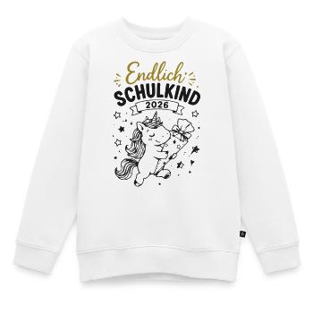 Endlich Einschulung 2026 Einhorn Geschenk - Kinder Premium Organic Sweatshirt - Weiß - Vorne - AI Model Kid Male (0cm)