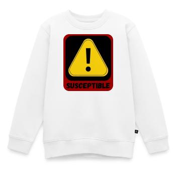 Susceptible - Kids Premium Organic Sweatshirt - white - Front - AI Model Kid Male (0cm)