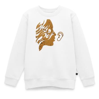 Golden Whispering Face Silhouette Minimalistische Kunst - Kinder Premium Organic Sweatshirt - Weiß - Vorne - AI Model Kid Male (0cm)