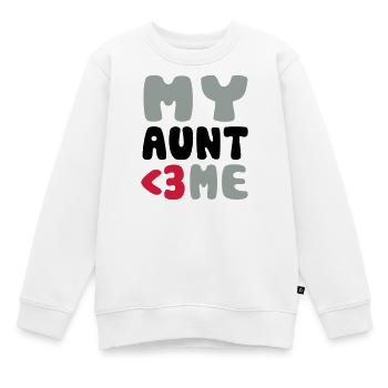 My aunt loves me - Ma tante m'aime - Sweat Premium enfant bio - blanc - Devant - AI Model Kid Male (0cm)