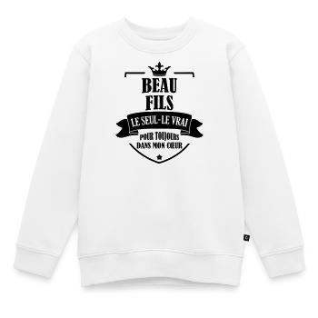 belle-fille / beau-fils / beau fils / belle fille - Sweat Premium enfant bio - blanc - Devant - AI Model Kid Male (0cm)