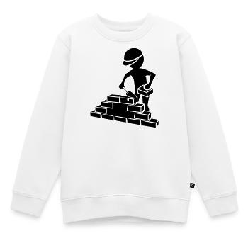 Bauarbeiter mit Maurerkelle, Mörtel und Mauer - Kinder Premium Organic Sweatshirt - Weiß - Vorne - AI Model Kid Male (0cm)