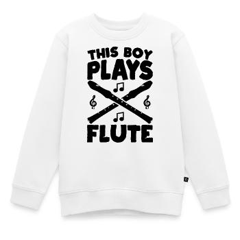 This Boy Plays Flute - Kinder Premium Organic Sweatshirt - Weiß - Vorne - AI Model Kid Male (0cm)