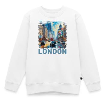 Londres - Sweat Premium enfant bio - blanc - Devant - AI Model Kid Male (0cm)