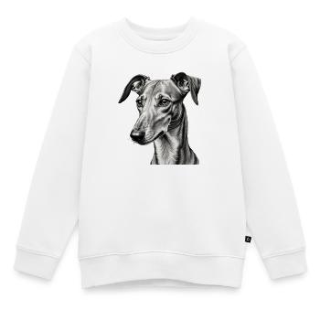 Grauer Windhund Porträt Zeichnung - Kinder Premium Organic Sweatshirt - Weiß - Vorne - AI Model Kid Male (0cm)