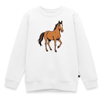 Braunes Pferd - Kinder Premium Organic Sweatshirt - Weiß - Vorne - AI Model Kid Male (0cm)