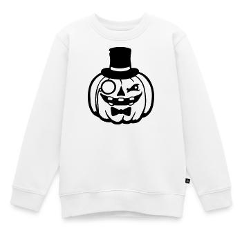 Vornehmer Kürbis Zylinder Monokel Halloween reich - Kinder Premium Organic Sweatshirt - Weiß - Vorne - AI Model Kid Male (0cm)