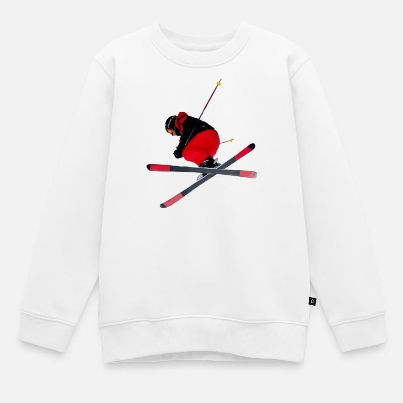 Skifahrer - Kinder Premium Organic Sweatshirt - Weiß