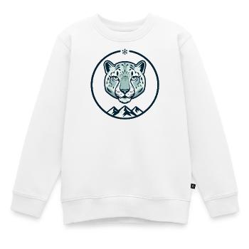 Léopard des neiges montagnard - Sweat Premium enfant bio - blanc - Devant - AI Model Kid Male (0cm)
