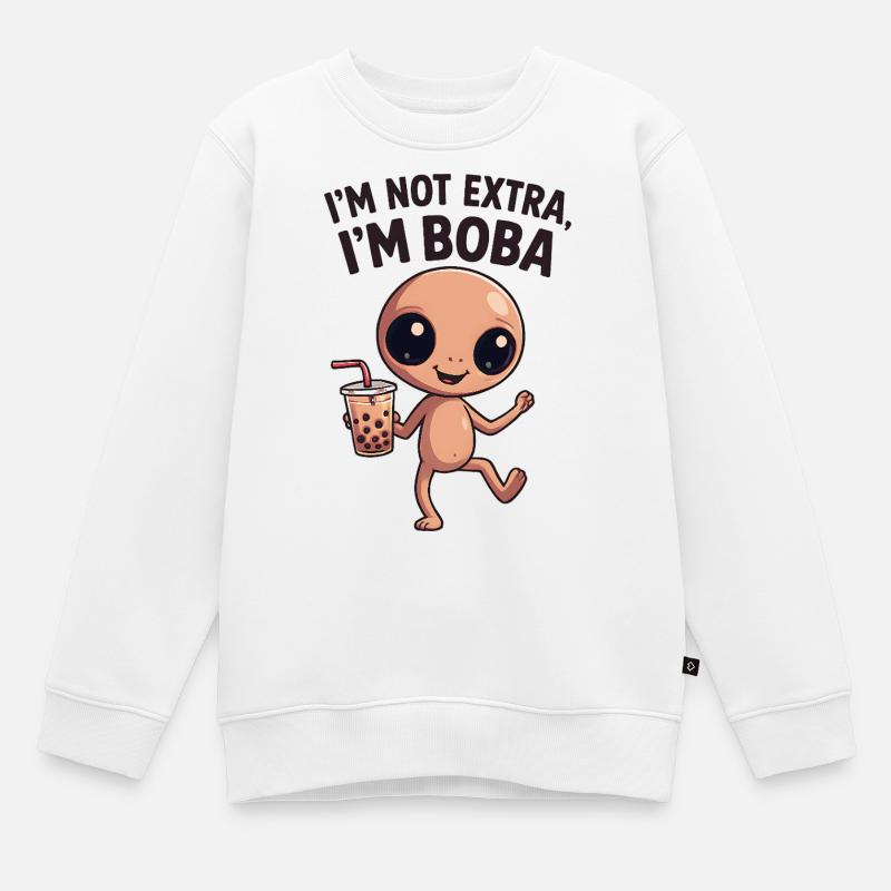 Charme Boba : Pas Extra, juste Sourire - Sweat Premium enfant bio - blanc