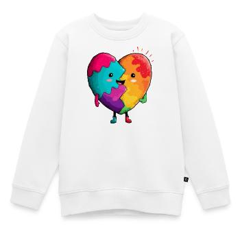 Regenbogenherz Umarmung - Kinder Premium Organic Sweatshirt - Weiß - Vorne - AI Model Kid Male (0cm)