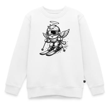 Cooler Engel auf Skiern mit Schutzbrille  - Kinder Premium Organic Sweatshirt - Weiß - Vorne - AI Model Kid Male (0cm)