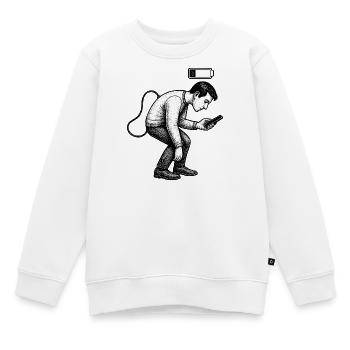 Batterie faible : fatigue du téléphone - Sweat Premium enfant bio - blanc - Devant - AI Model Kid Male (0cm)