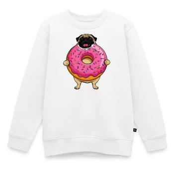 Donut-Mops Hund im rosa Zuckerguss - Kinder Premium Organic Sweatshirt - Weiß - Vorne - AI Model Kid Male (0cm)