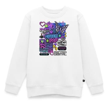 Collage esthétique rétro rétro Cyber Pop Y2K - Sweat Premium enfant bio - blanc - Devant - AI Model Kid Male (0cm)