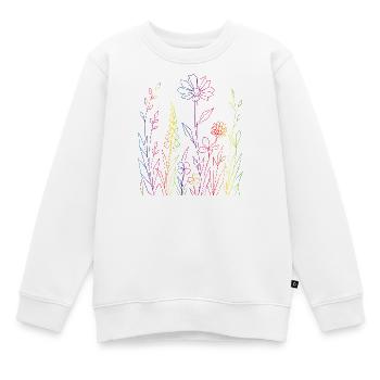 Bunte Blumenwiese Line Art Illustration - Kinder Premium Organic Sweatshirt - Weiß - Vorne - AI Model Kid Male (0cm)