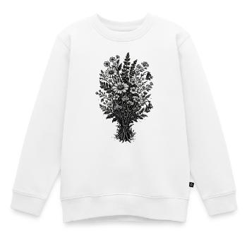 Botanique de linogravure vintage des fleurs sauvages - Sweat Premium enfant bio - blanc - Devant - AI Model Kid Male (0cm)