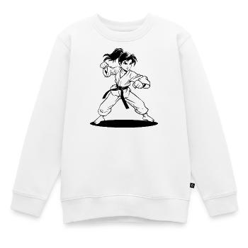 Karate Mädchen Comic Look - Kinder Premium Organic Sweatshirt - Weiß - Vorne - AI Model Kid Male (0cm)