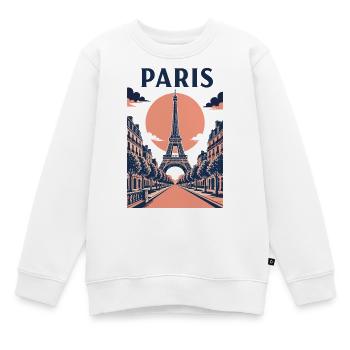 Paris Eiffel Sonnenuntergang - Kinder Premium Organic Sweatshirt - Weiß - Vorne - AI Model Kid Male (0cm)