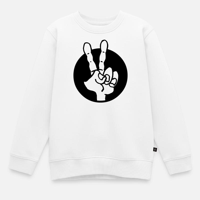 Hand peace - Sweat Premium enfant bio - blanc