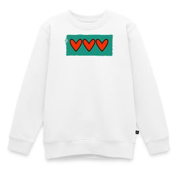 HERZ. HERZ. VALENTINSTAG. LIEBE. LIEBE. PAAR. - Kinder Premium Organic Sweatshirt - Weiß - Vorne - AI Model Kid Male (0cm)