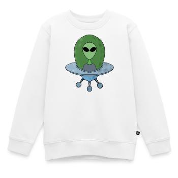 Alien in seinem kleinen Raumschiff - Kinder Premium Organic Sweatshirt - Weiß - Vorne - AI Model Kid Male (0cm)