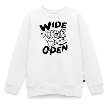 wide open - Kids Premium Organic Sweatshirt - white - Front - AI Model Kid Male (0cm)