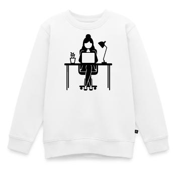 Travailleur Femme Ordinateur Job - Sweat Premium enfant bio - blanc - Devant - AI Model Kid Male (0cm)