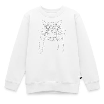 Chat aux marguerites - Sweat Premium enfant bio - blanc - Devant - AI Model Kid Male (0cm)