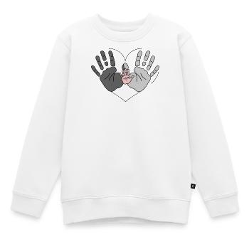 Les mains dans le cœur de la famille | Amour et cohésion - Sweat Premium enfant bio - blanc - Devant - AI Model Kid Male (0cm)