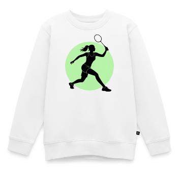 Badminton Spielerin Vorhand - Kinder Premium Organic Sweatshirt - Weiß - Vorne - AI Model Kid Male (0cm)