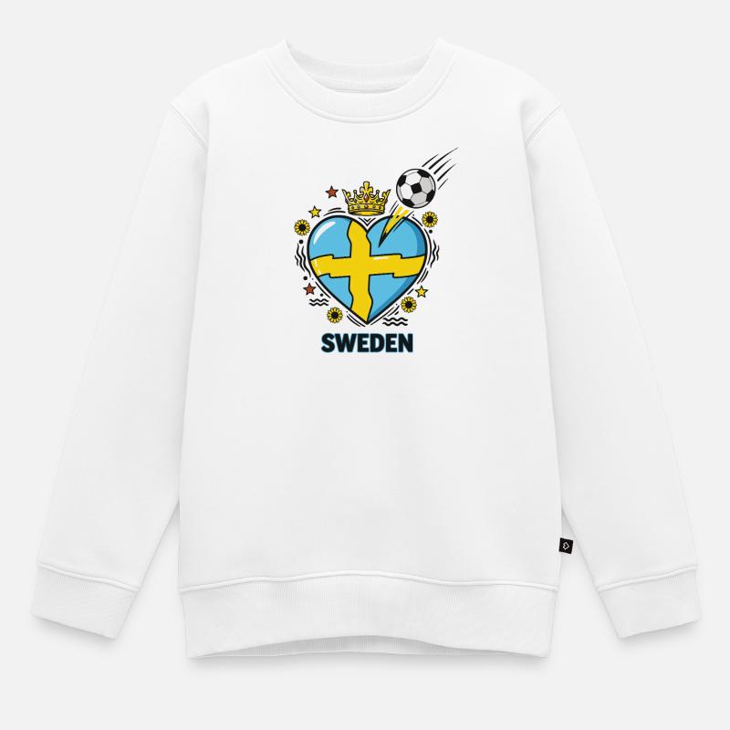 Conception du cœur du cœur de la Couronne de Suède de Soccer - Sweat Premium enfant bio - blanc