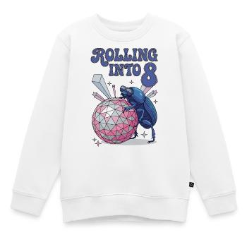 Rolling Into 8 Disco-Mistkäfer - Kinder Premium Organic Sweatshirt - Weiß - Vorne - AI Model Kid Male (0cm)
