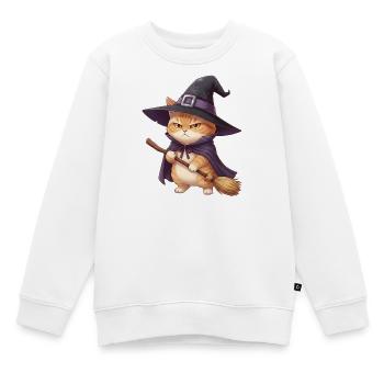 Cat as a witch on Halloween - Kids Premium Organic Sweatshirt - white - Front - AI Model Kid Male (0cm)