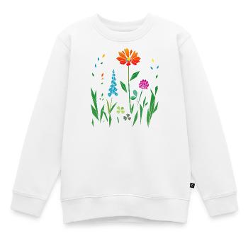 Illustration colorée de prairie fleurie - Sweat Premium enfant bio - blanc - Devant - AI Model Kid Male (0cm)