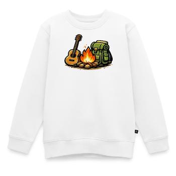 Lagerfeuer Gitarre Abenteuer - Kinder Premium Organic Sweatshirt - Weiß - Vorne - AI Model Kid Male (0cm)