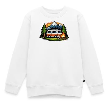 Bergcamping Wagen - Kinder Premium Organic Sweatshirt - Weiß - Vorne - AI Model Kid Male (0cm)
