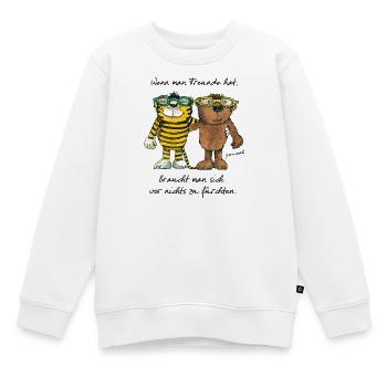 Janosch Tiger Und Bär Wenn Man Freunde Zitat - Kinder Premium Organic Sweatshirt - Weiß - Vorne - AI Model Kid Male (0cm)