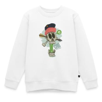 Knochenzombie Skate Mashup - Kinder Premium Organic Sweatshirt - Weiß - Vorne - AI Model Kid Male (0cm)