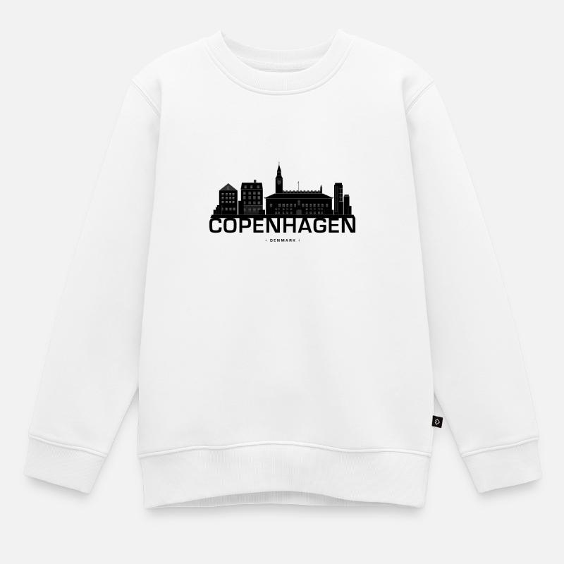 Skyline de Copenhague Danemark - Sweat Premium enfant bio - blanc