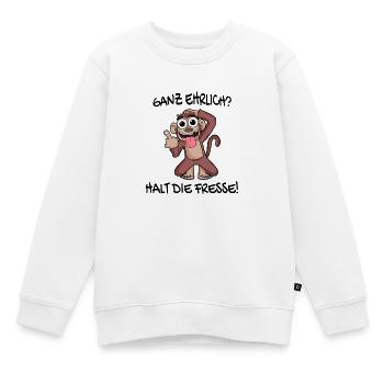 Ganz ehrlich halt die Fresse Affe - Kinder Premium Organic Sweatshirt - Weiß - Vorne - AI Model Kid Male (0cm)