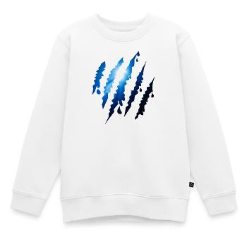 Ozian Scratch Trail onderwater krassen - Kinder Premium sweater biologisch - wit - Voor - AI Model Kid Male (0cm)