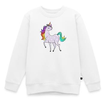 Licorne avec des astérisques et des couleurs arc-en-ciel - Sweat Premium enfant bio - blanc - Devant - AI Model Kid Male (0cm)