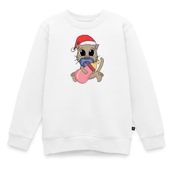 Bébé Chat Noël - Sweat Premium enfant bio - blanc - Devant - AI Model Kid Male (0cm)